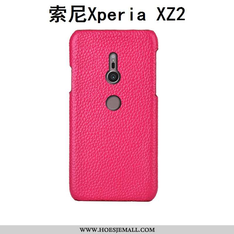 Hoes Sony Xperia Xz2 Bescherming Mode Luxe Rood Koe Echt Leer Soort Aziatische Vrucht Roos