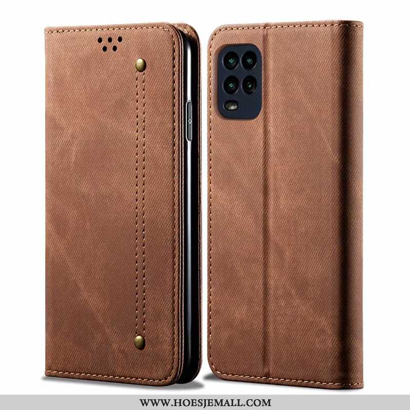 Hoesje Xiaomi Mi 10 Lite Bescherming Leren All Inclusive Kaart Bedrijf Hoes Bruin