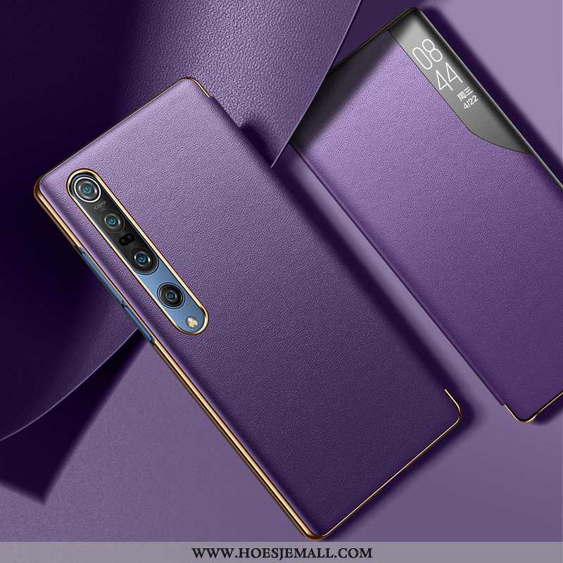 Hoesje Xiaomi Mi 10 Pro Trend Super Leren Mobiele Telefoon Echt Leer All Inclusive Purper