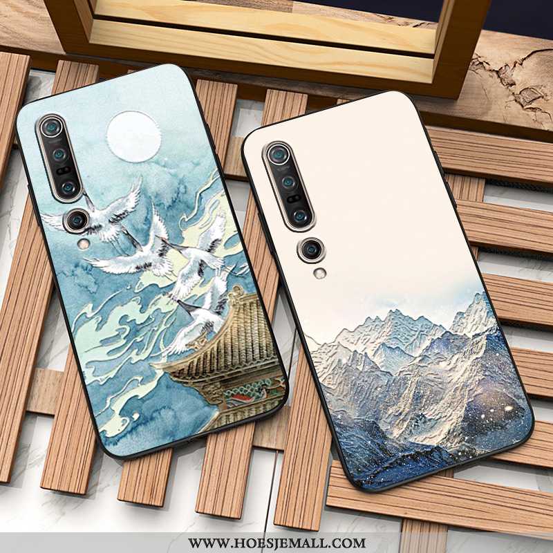 Hoesje Xiaomi Mi 10 Pro Trend Zacht Mobiele Telefoon Chinese Stijl Mini Anti-fall All Inclusive Blau