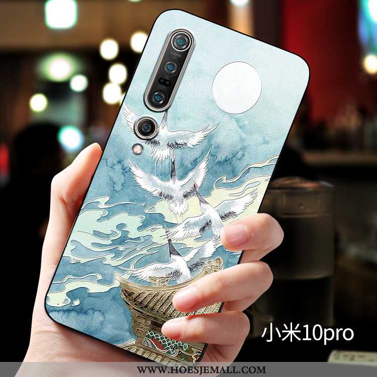 Hoesje Xiaomi Mi 10 Pro Trend Zacht Mobiele Telefoon Chinese Stijl Mini Anti-fall All Inclusive Blau