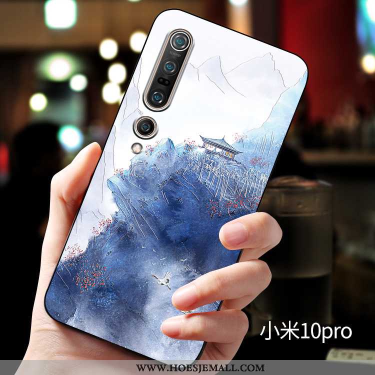 Hoesje Xiaomi Mi 10 Pro Trend Zacht Mobiele Telefoon Chinese Stijl Mini Anti-fall All Inclusive Blau