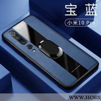 Hoes Xiaomi Mi 10 Pro Siliconen Leren Hoesje Mobiele Telefoon Magnetisch Rood Anti-fall Ring