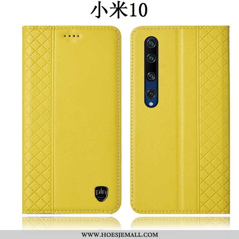 Hoesje Xiaomi Mi 10 Bescherming Leren All Inclusive Jeugd Folio Geel Hoes