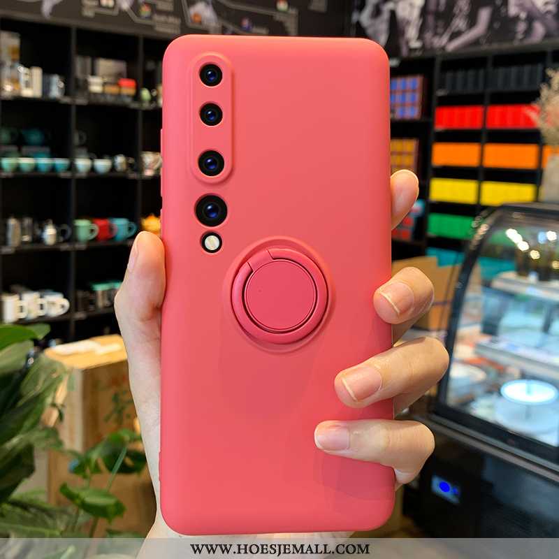 Hoesje Xiaomi Mi 10 Scheppend Siliconen Ring Magnetisch Ondersteuning Hoes Mini Geel