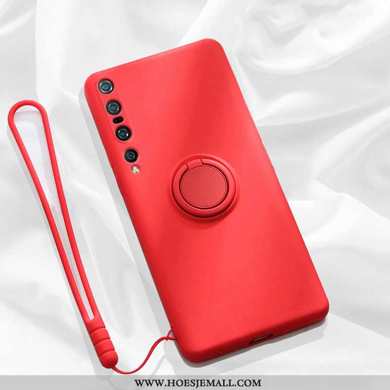 Hoesje Xiaomi Mi 10 Zacht Siliconen Nieuw Hanger Ring Lovers Ondersteuning Rood