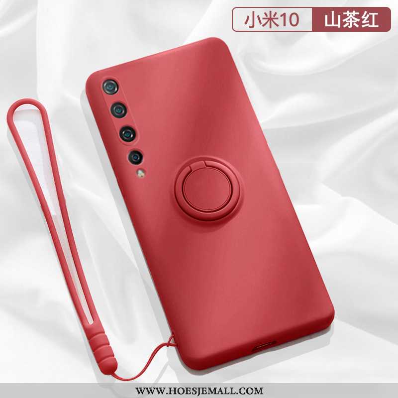 Hoesje Xiaomi Mi 10 Zacht Siliconen Nieuw Hanger Ring Lovers Ondersteuning Rood