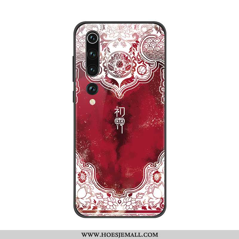 Hoes Xiaomi Mi 10 Trend Bescherming Chinese Stijl Rood Glas Hoesje