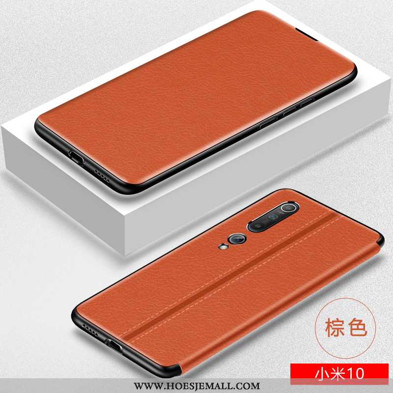 Hoes Xiaomi Mi 10 Siliconen Bescherming Scheppend Zacht Leren Hoesje Mobiele Telefoon Bruin