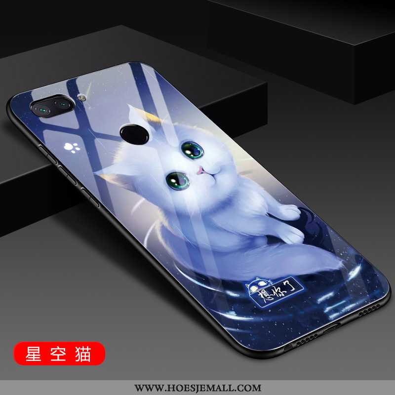 Hoes Xiaomi Mi 8 Lite Glas Trend Mini Hard Anti-fall Hoesje Mobiele Telefoon Blauwe