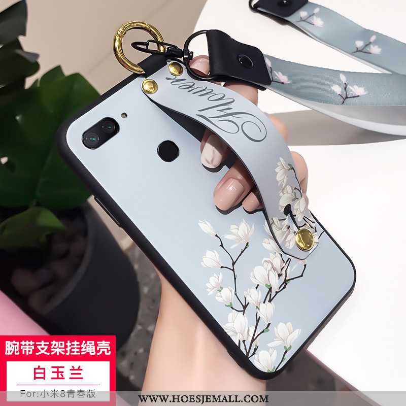 Hoesje Xiaomi Mi 8 Lite Hanger Zacht Siliconen All Inclusive Anti-fall Mini Blauwe