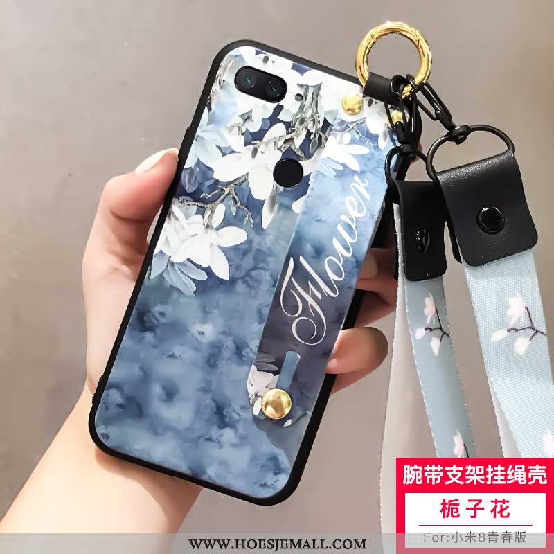 Hoesje Xiaomi Mi 8 Lite Hanger Zacht Siliconen All Inclusive Anti-fall Mini Blauwe