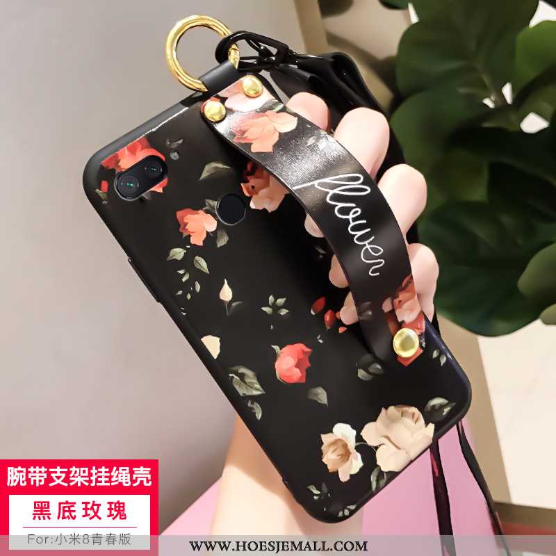 Hoesje Xiaomi Mi 8 Lite Hanger Zacht Siliconen All Inclusive Anti-fall Mini Blauwe