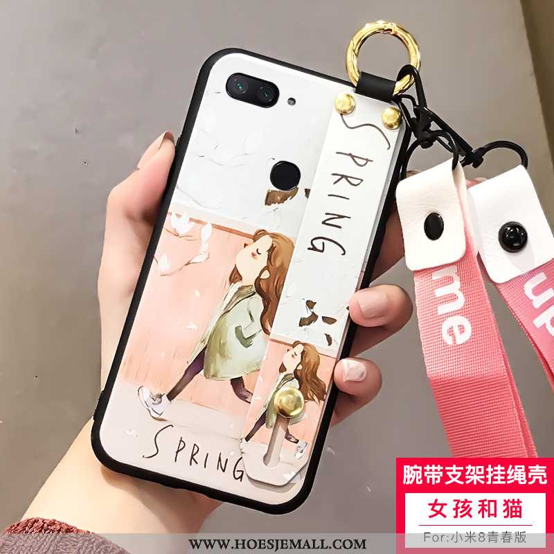 Hoesje Xiaomi Mi 8 Lite Hanger Zacht Siliconen All Inclusive Anti-fall Mini Blauwe