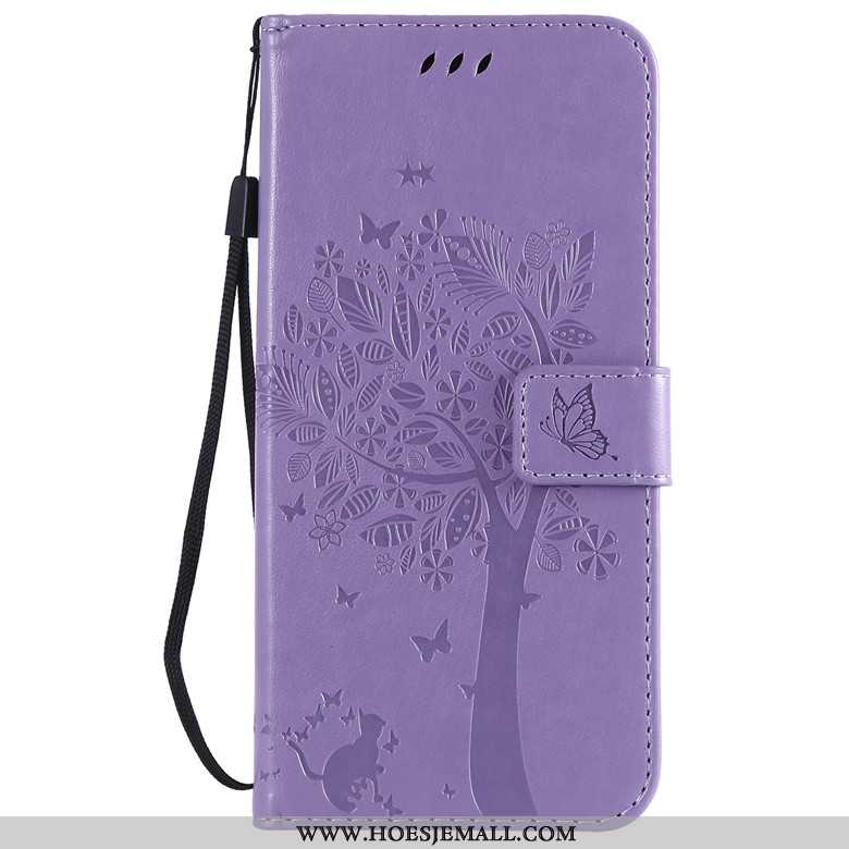 Hoes Xiaomi Mi 8 Lite Leren Hoesje Spotprent Mini Bescherming Clamshell Jeugd Kat Purper