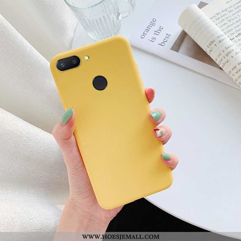 Hoes Xiaomi Mi 8 Lite Leren Hoesje Effen Kleur Mini Geel Mobiele Telefoon Jeugd