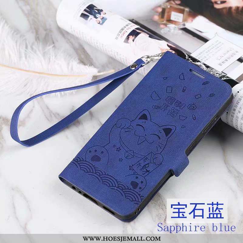 Hoesje Xiaomi Mi 8 Lite Leren Vintage Mobiele Telefoon Doek Patroon Jeugd Clamshell Grijs