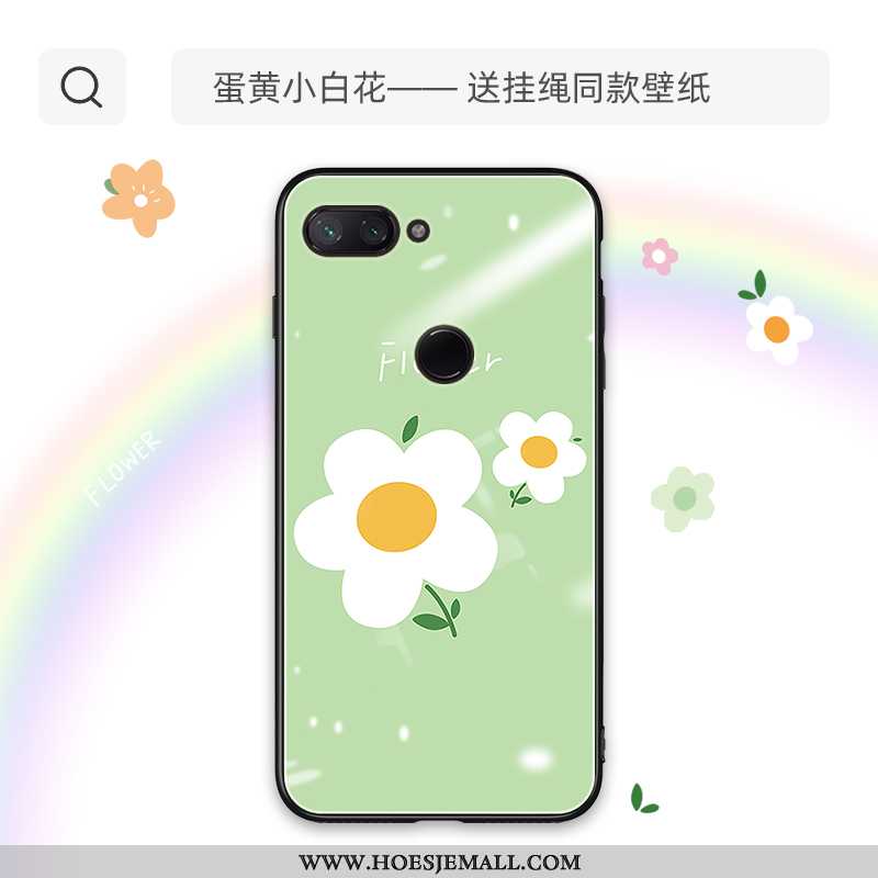 Hoesje Xiaomi Mi 8 Lite Glas Mooie Trend Bloemen Net Red Siliconenhoesje Groen