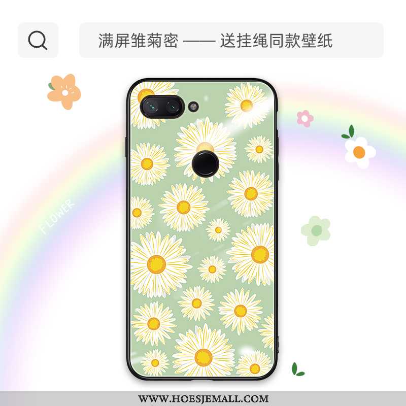 Hoesje Xiaomi Mi 8 Lite Glas Mooie Trend Bloemen Net Red Siliconenhoesje Groen