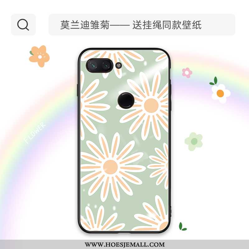 Hoesje Xiaomi Mi 8 Lite Glas Mooie Trend Bloemen Net Red Siliconenhoesje Groen