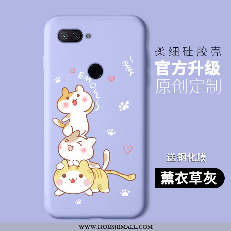 Hoesje Xiaomi Mi 8 Lite Spotprent Siliconen Purper Mobiele Telefoon Hoes Jeugd