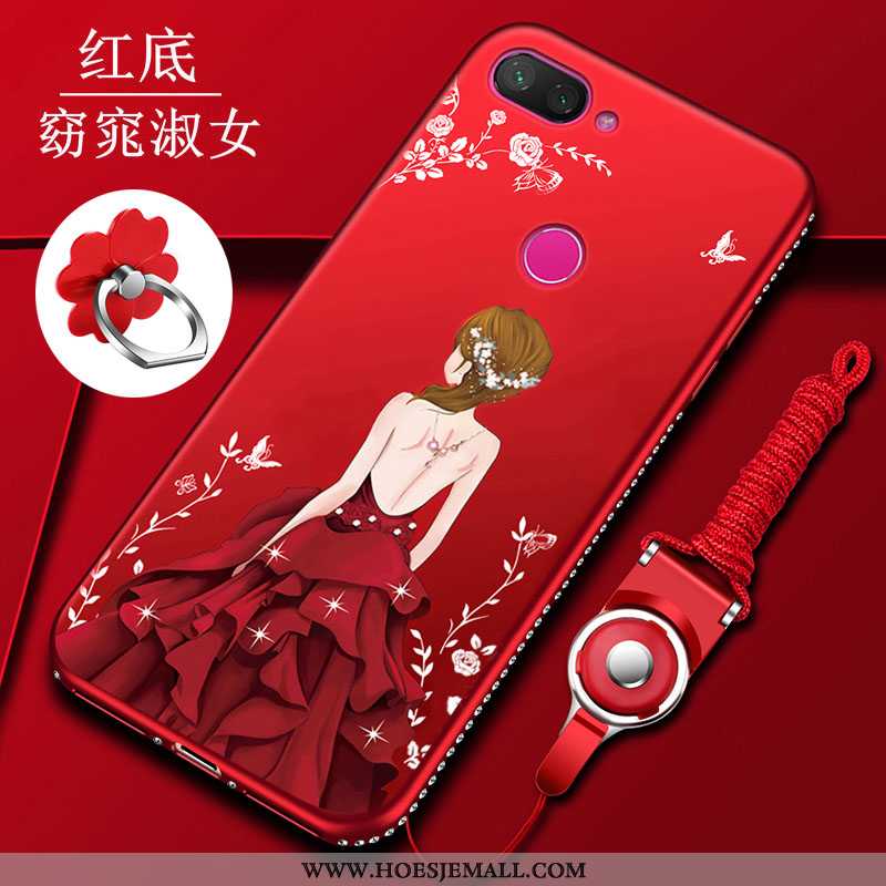 Hoes Xiaomi Mi 8 Lite Schrobben Hanger Hoesje Anti-fall Zacht All Inclusive Mini Rood