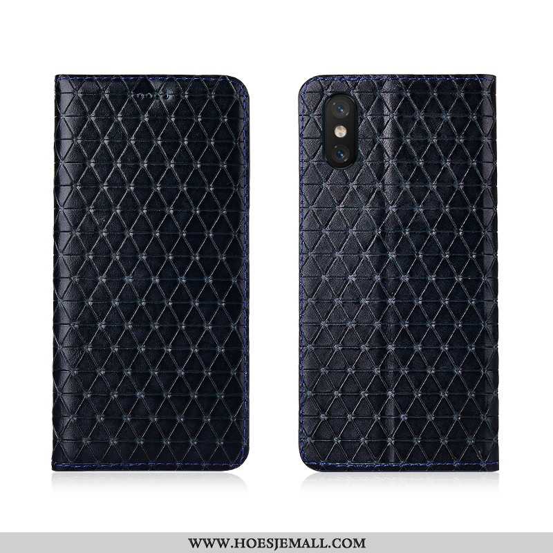 Hoes Xiaomi Mi 8 Pro Leren Hoesje Echt Leer Zacht All Inclusive Geruit Mini Nieuw Roos