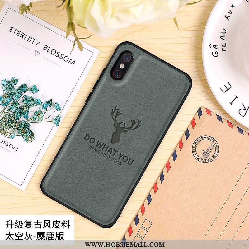 Hoesje Xiaomi Mi 8 Pro Schrobben Vintage Patroon Grijs All Inclusive Mini Zacht