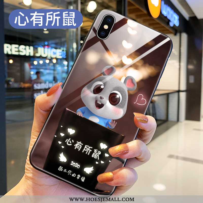 Hoes Xiaomi Mi 8 Pro Patroon Siliconen Mooie Glas Hoesje Rat Anti-fall Rood