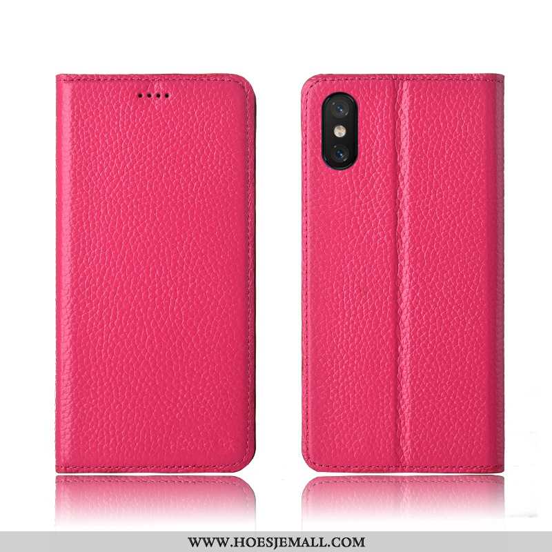 Hoes Xiaomi Mi 8 Pro Echt Leer Patroon Siliconen Zacht Bescherming Leren Hoesje Bruin Bruine