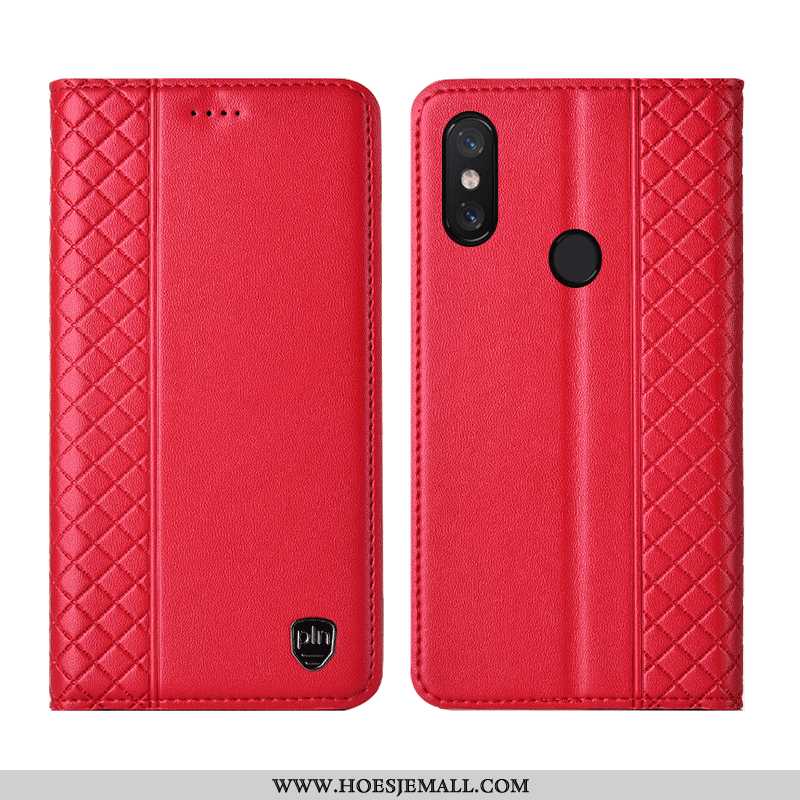 Hoes Xiaomi Mi 8 Pro Echt Leer Patroon Jeugd Geruite Mobiele Telefoon Mini Hoesje Geel