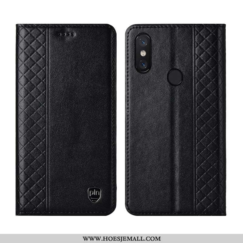 Hoes Xiaomi Mi 8 Pro Echt Leer Patroon Jeugd Geruite Mobiele Telefoon Mini Hoesje Geel