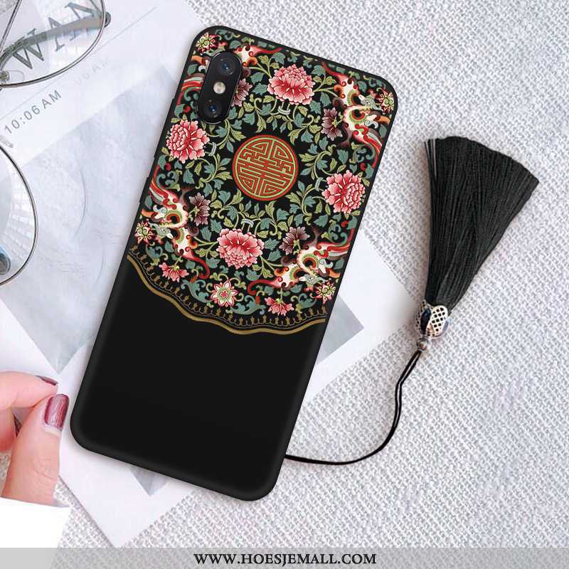 Hoesje Xiaomi Mi 8 Pro Vintage Patroon Mobiele Telefoon Wind Zacht Anti-fall Rood