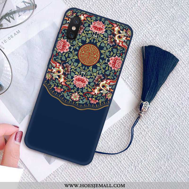 Hoesje Xiaomi Mi 8 Pro Vintage Patroon Mobiele Telefoon Wind Zacht Anti-fall Rood