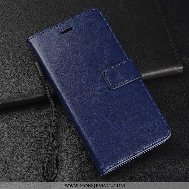 Hoesje Xiaomi Mi 8 Pro Doorzichtig Hanger Patroon Donkerblauw Clamshell Tempereren Mobiele Telefoon 