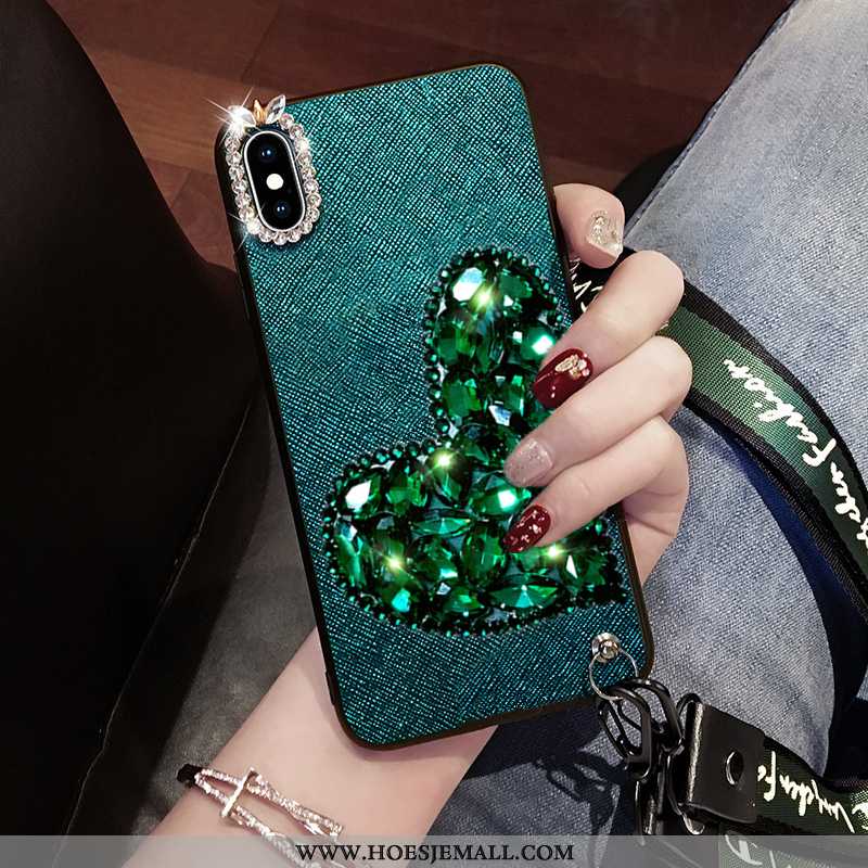 Hoes Xiaomi Mi 8 Pro Strass Hanger Rood Mobiele Telefoon Trend Hoesje Edelsteen Groen