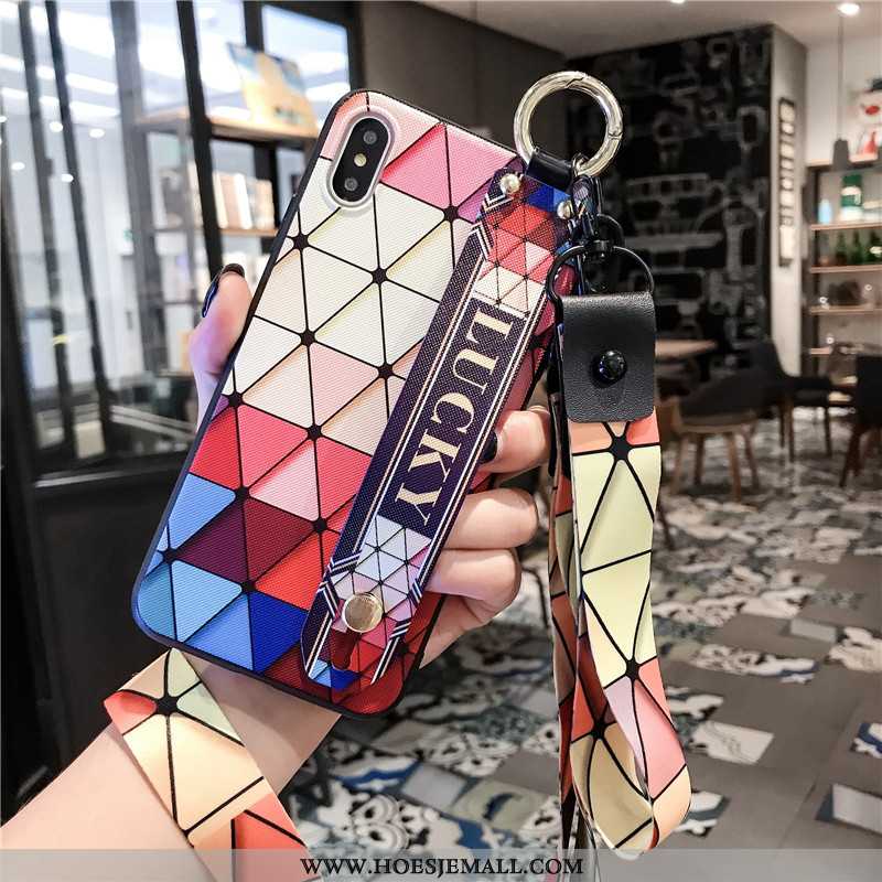 Hoes Xiaomi Mi 8 Pro Trend Opknoping Nek Rood Geometrie Hoesje Net Red Mini Kleur