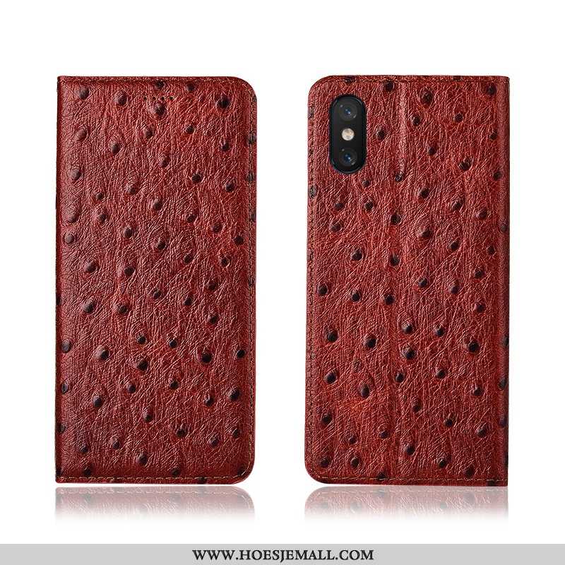 Hoesje Xiaomi Mi 8 Pro Echt Leer Patroon Bescherming Zacht Jeugd Mini Mobiele Telefoon Oranje