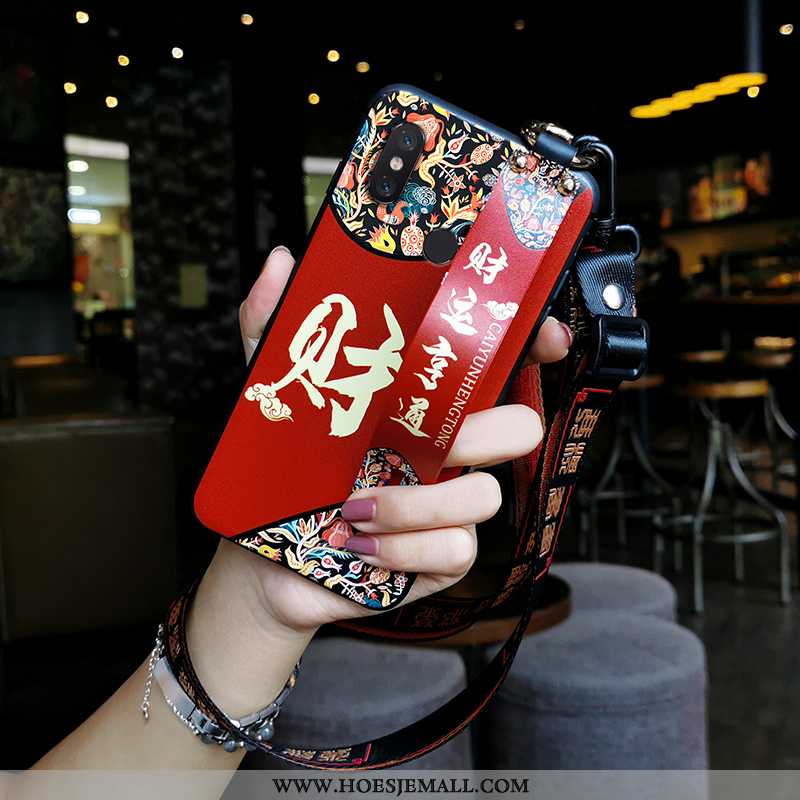 Hoes Xiaomi Mi 8 Pro Zacht Siliconen Bescherming Chinese Stijl All Inclusive Anti-fall Hoesje Rood