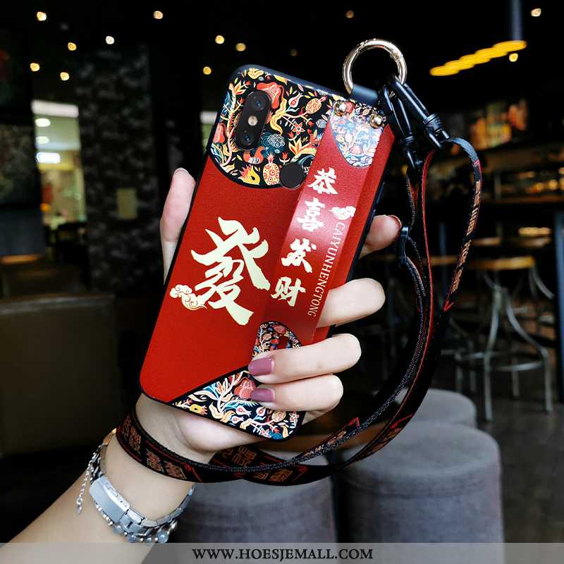 Hoes Xiaomi Mi 8 Pro Zacht Siliconen Bescherming Chinese Stijl All Inclusive Anti-fall Hoesje Rood