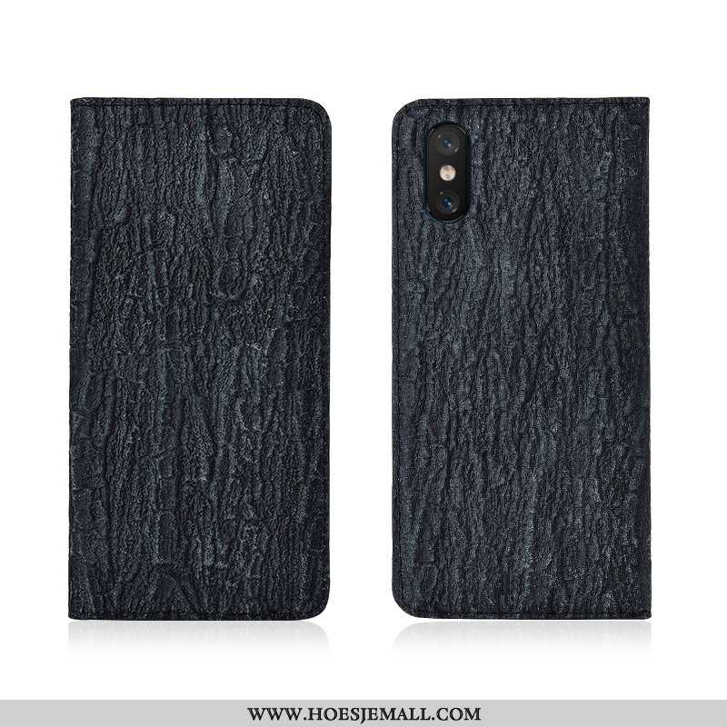 Hoes Xiaomi Mi 8 Pro Zacht Siliconen Anti-fall All Inclusive Blauw Clamshell Leren Hoesje Blauwe