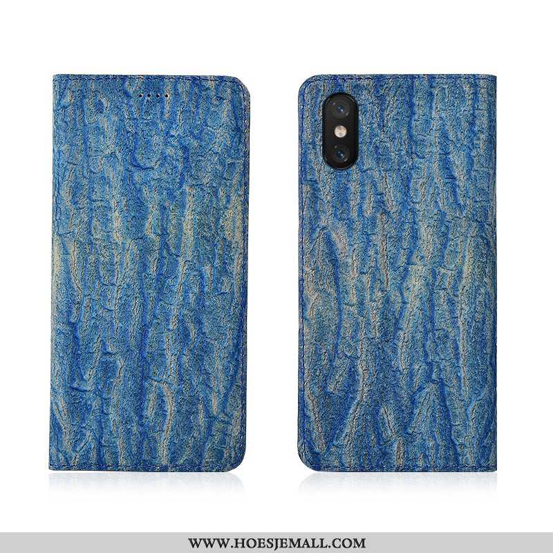 Hoes Xiaomi Mi 8 Pro Zacht Siliconen Anti-fall All Inclusive Blauw Clamshell Leren Hoesje Blauwe