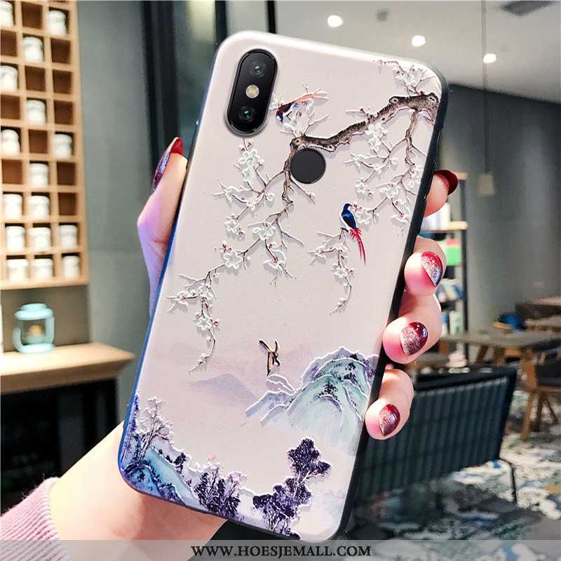 Hoesje Xiaomi Mi 8 Persoonlijk Reliëf Trend Schrobben Chinese Stijl Mobiele Telefoon Hoes Roze