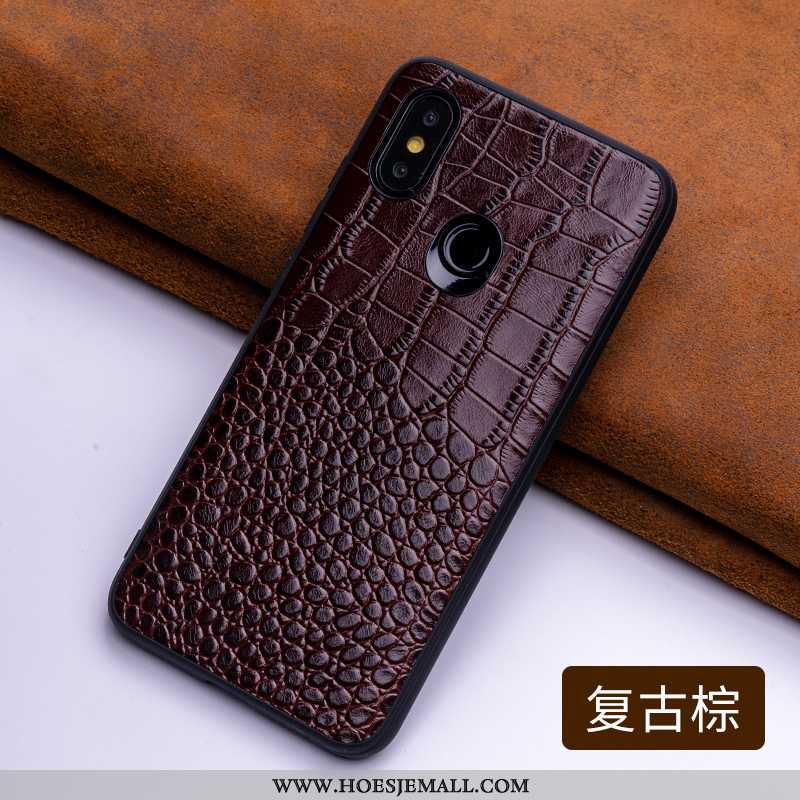 Hoes Xiaomi Mi 8 Trend Bescherming Hard Leren Hoesje Doorzichtig Echt Leer Mobiele Telefoon Bruin