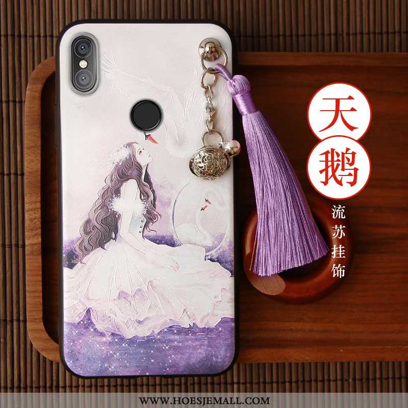 Hoes Xiaomi Mi 8 Scheppend Reliëf Zacht Anti-fall Hoesje All Inclusive Purper