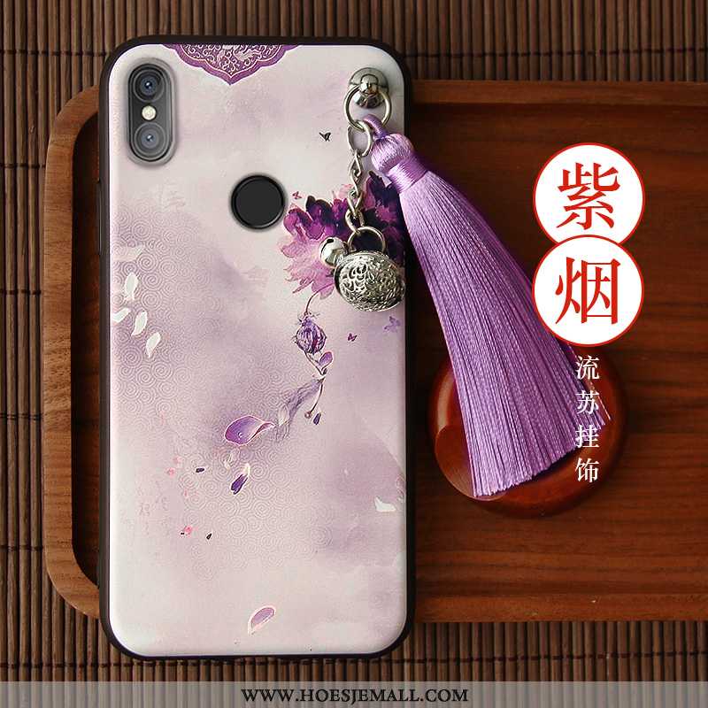 Hoes Xiaomi Mi 8 Scheppend Reliëf Zacht Anti-fall Hoesje All Inclusive Purper