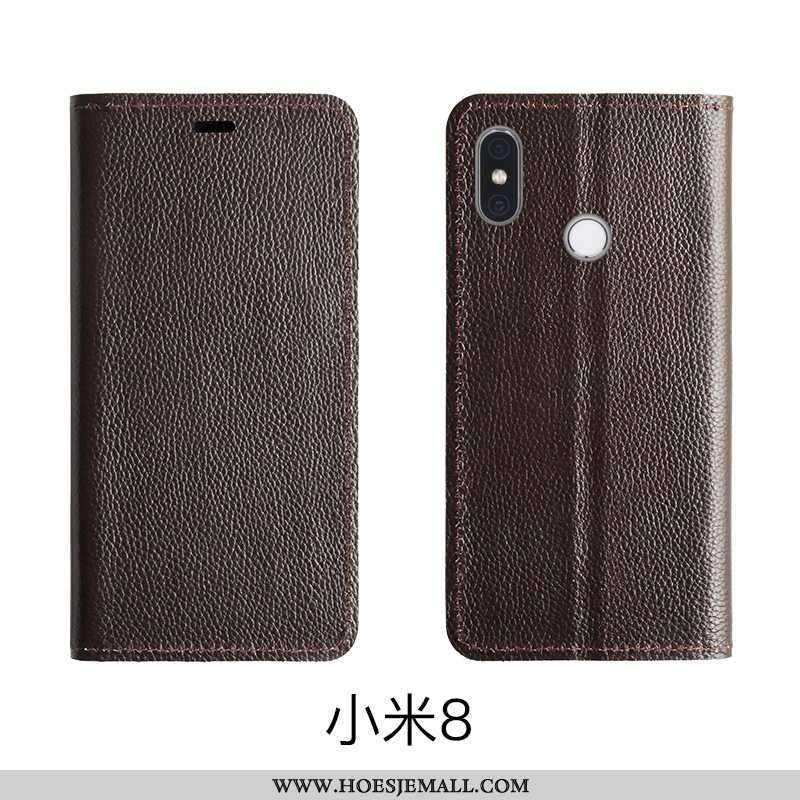 Hoesje Xiaomi Mi 8 Leer Patroon Hoes Bescherming Rood Folio Roos