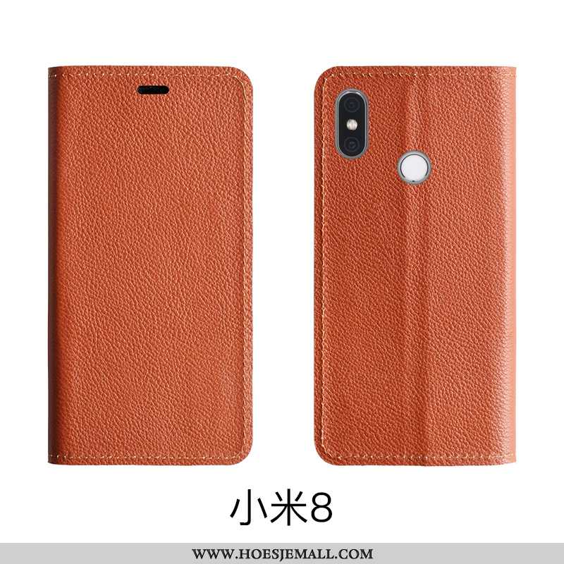 Hoesje Xiaomi Mi 8 Leer Patroon Hoes Bescherming Rood Folio Roos