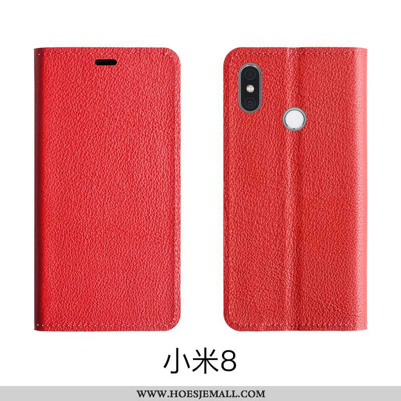 Hoesje Xiaomi Mi 8 Leer Patroon Hoes Bescherming Rood Folio Roos