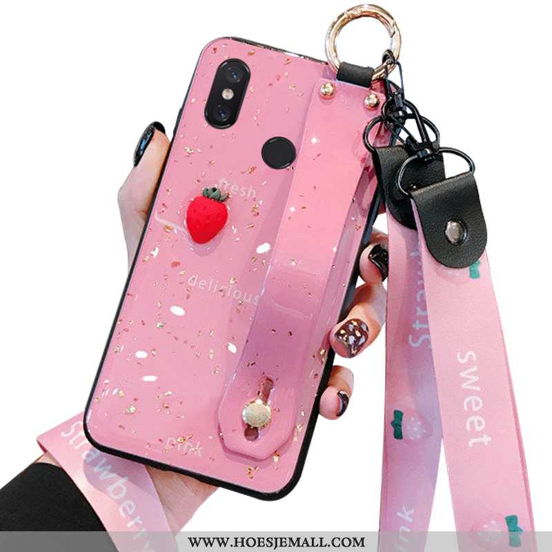 Hoesje Xiaomi Mi 8 Bescherming Hanger Siliconen Anti-fall Patroon Mooie Groen Roze